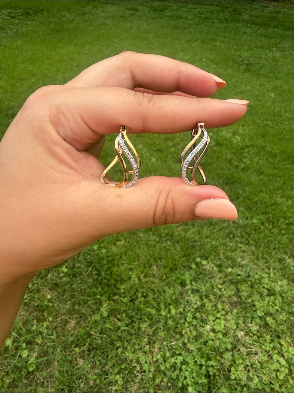 925 Sterling Silver Two-Tone Twisted Hoop Earrings